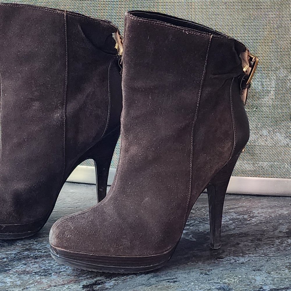 Michael Kors Brown Suede High Heeled Ankle Booties Size 8M - Picture 5 of 15